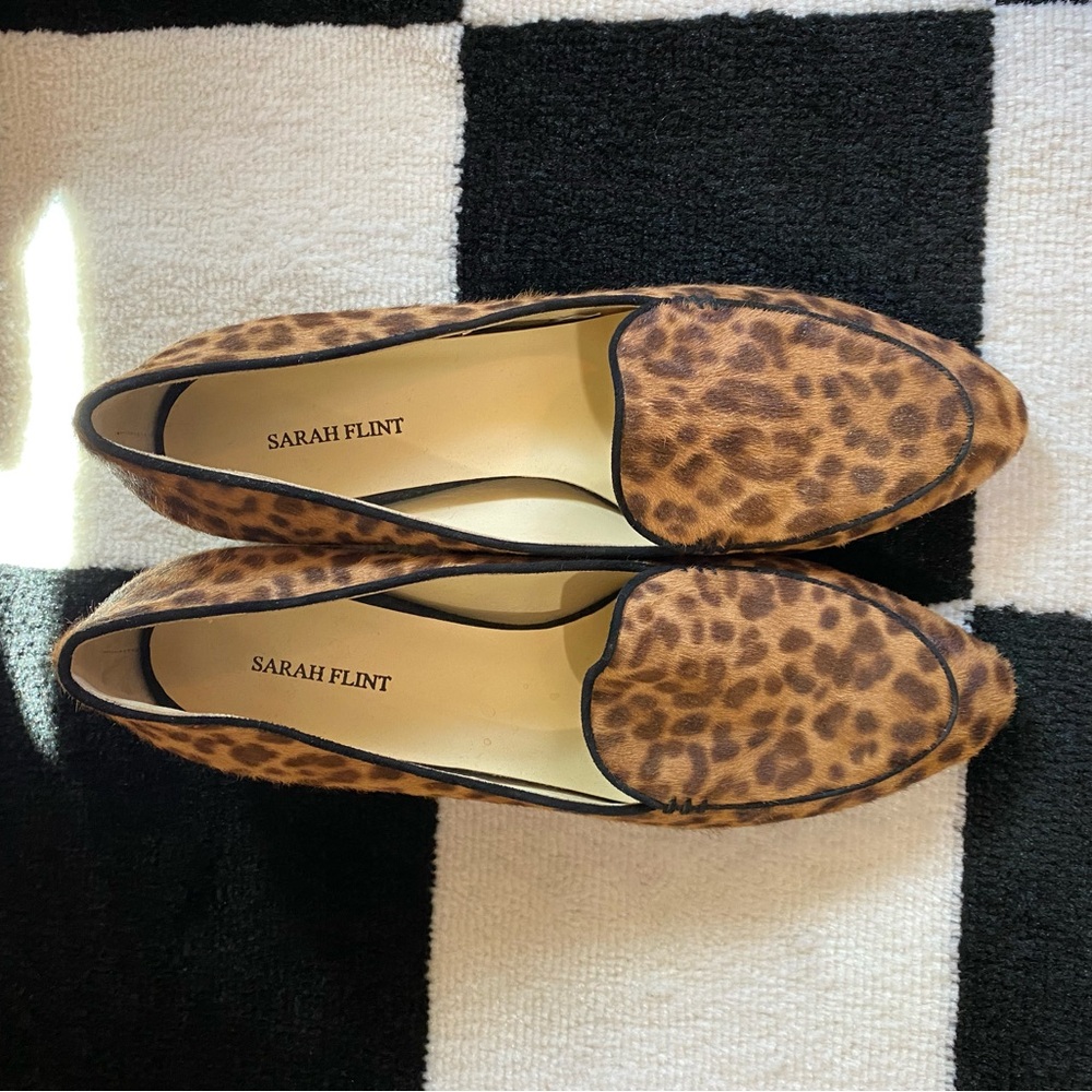 Sarah Flint Leopard Print Loafers Pony Hair
